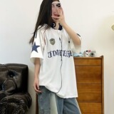美式透气夏季球服男女高街潮牌痞帅炸街短袖T恤情侣513DX137P35，男装T恤，星座513