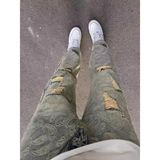 夏季新款水洗破洞牛仔裤嘻哈高街潮流痞帅长裤513CK1226P45，女装牛仔裤，星座513