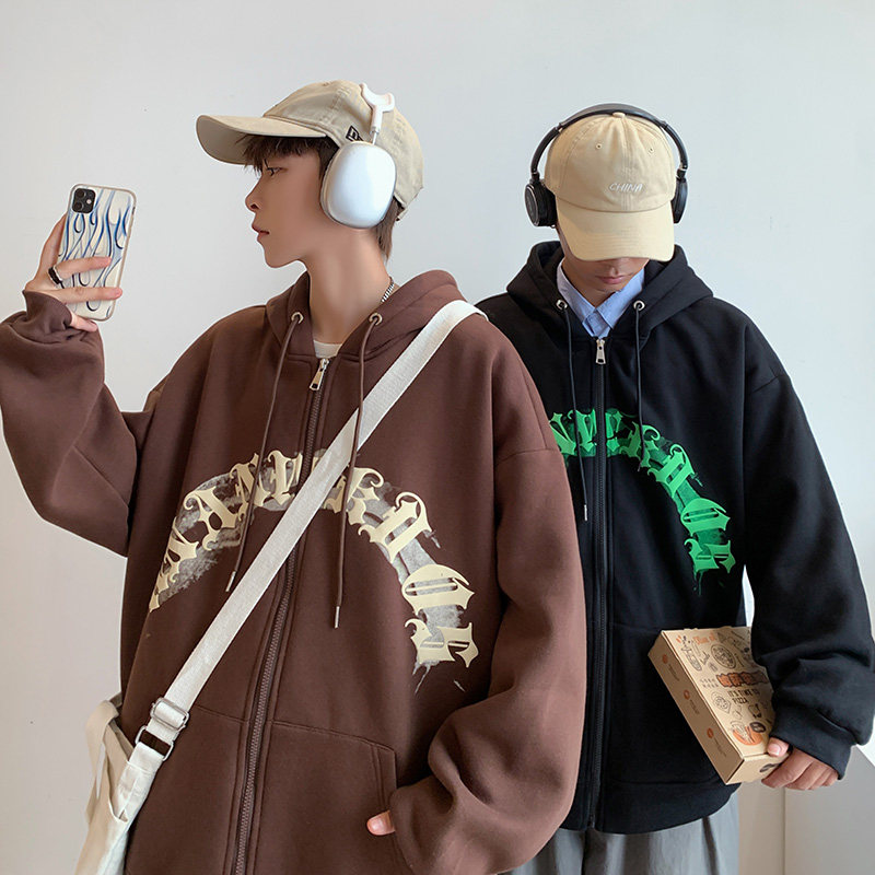 秋冬款连帽拉链开衫重磅加绒加厚休闲外套棉服 514-7 MYK6007 P68图片