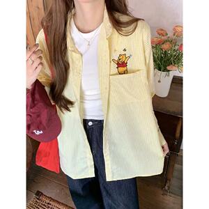 复古不规则口袋刺绣衬衫女夏长袖上衣外套高街513CS1471P32图片