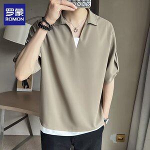 简约休闲新款短袖撞色POLO衫男慵懒宽松百搭复古513PL062P27图片