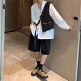 马甲拼接撞色薄款长袖项链衬衫男高街外穿上衣513CS1449P45，男装背心/马甲，星座513