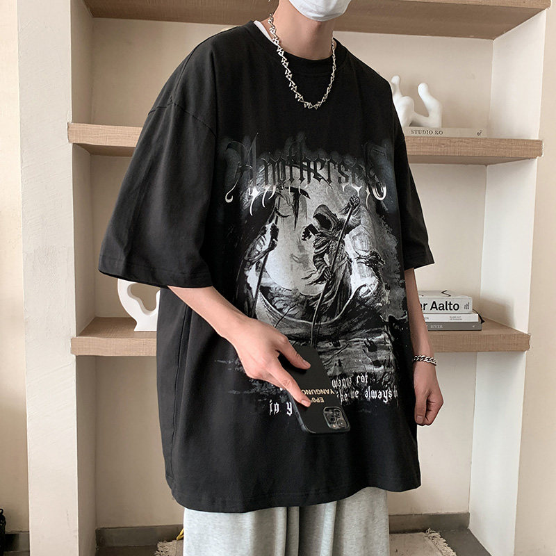 夏季新款高克重 字母男女印花短袖T恤潮宽松男2315P40 514-7图片