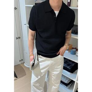 细腻针织翻领短袖T恤男士polo衫夏季体恤衣服男513DT1766P41图片