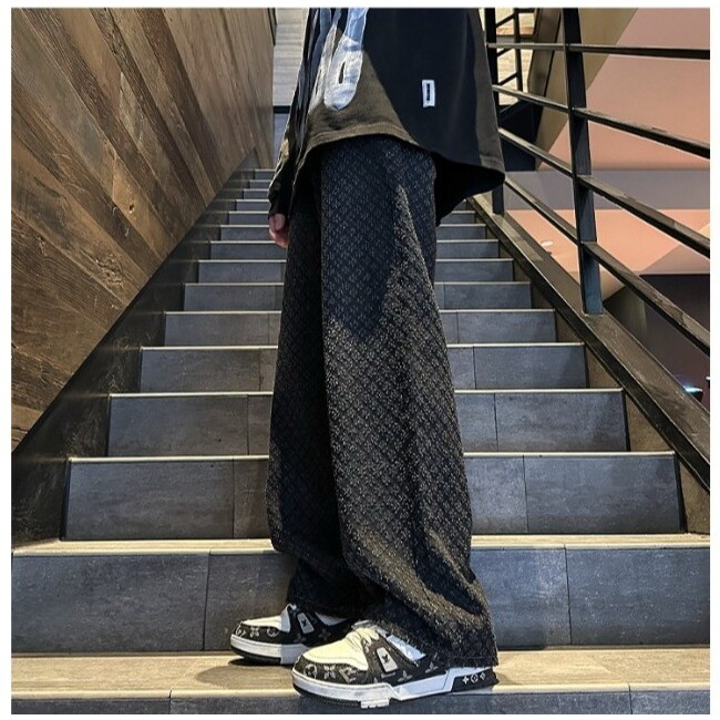 小香风垂感牛仔裤男潮牌美式直筒微喇阔腿裤513CK303P36,男装牛仔裤,星座513