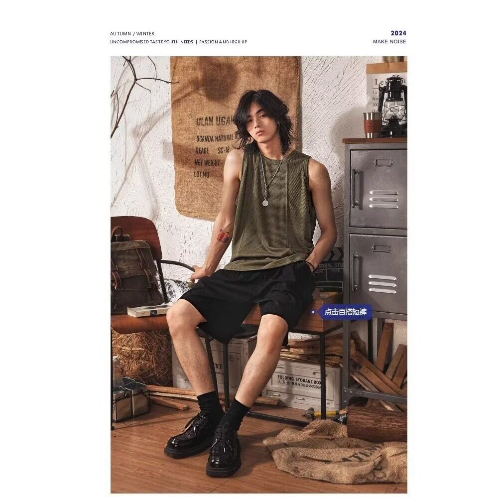 时尚薄款纯色冰丝街头运动背心宽松慵懒简约原宿513DX091P22,男装背心/马甲,星座513