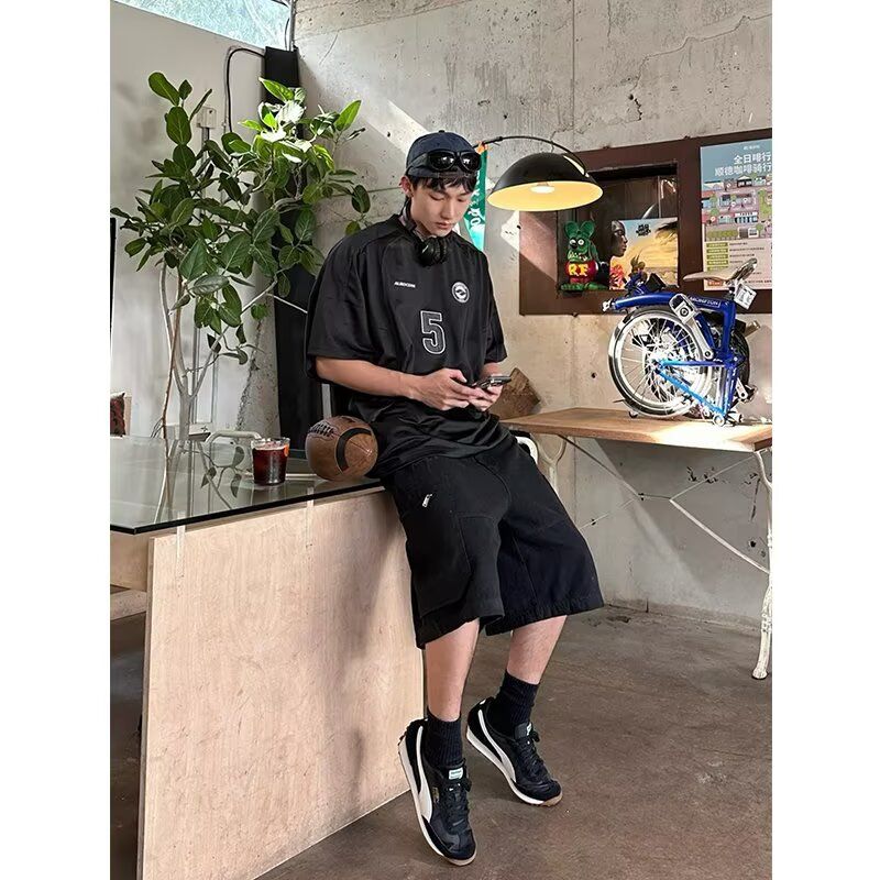 美式街头嘻哈复古短袖球服T恤男夏季暗黑513DX356P43,男装T恤,星座513
