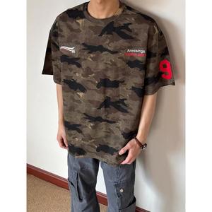 短袖t恤男夏季宽松五分袖红潮流简约印花上衣513DX1283P37,男装T恤,星座513