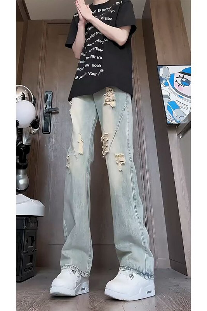 美式复古牛仔裤男夏薄款破洞美式高街直筒微喇裤513CK1090P40,男装牛仔裤,星座513