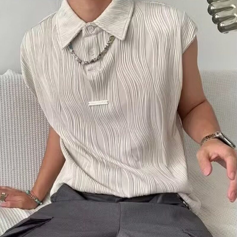 夏波浪纹背心男韩版宽松坎肩休闲帅气无袖T恤肌理513DX090P35,男装背心/马甲,星座513