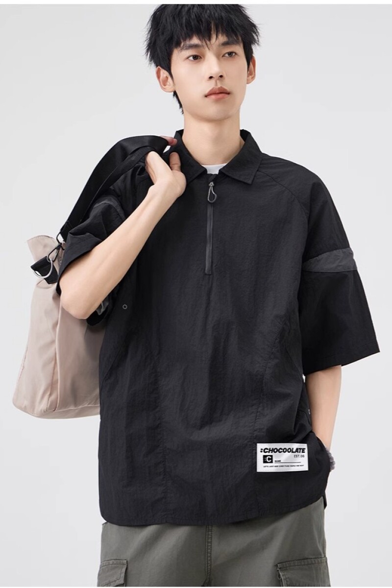 美式复古半拉链POLO衫短袖男夏宽松户外机能速干T恤潮513PL432P38,男装T恤,星座513