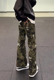 蛇纹迷彩牛仔裤男女穿搭显瘦裤子美式高街直筒微喇裤513CK046P39，商品下架区，星座513