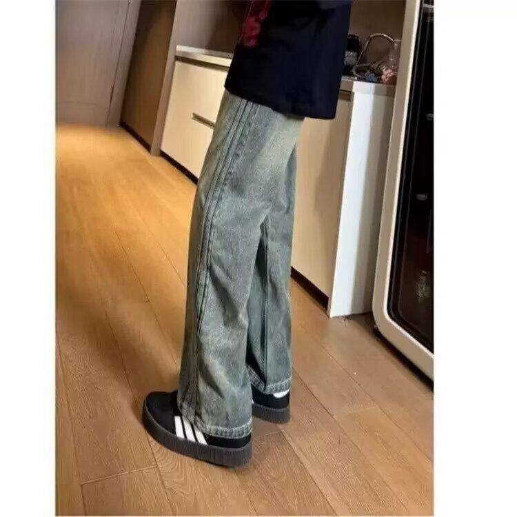 新款直筒弹力牛仔裤女大码遮肉老爹裤弹力哈伦裤513CK1497P38，女装牛仔裤，星座513