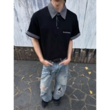 翻领拼接格子polo衫夏季t恤韩版修身潮流百搭上衣男513PL1194P35，男装Polo衫，星座513