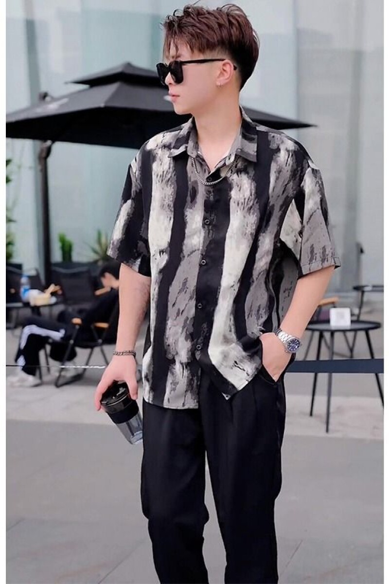 冰丝短袖衬衫男夏季新款宽松休闲半袖衬衣外套513DX1483P30,男装衬衫,星座513