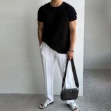 美式轻熟风透气短袖男夏薄款新针织T恤百搭圆领上衣513DX128P35，男装针织衫/毛衣，星座513