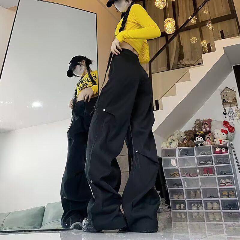美式直筒工装裤女夏新高腰窄版西装休闲裤卫裤513CK258P40,男装休闲裤,星座513