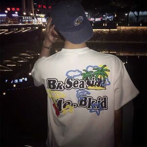 美式椰树短袖男女夏新潮牌宽松情侣半袖T恤513DX358P32图片