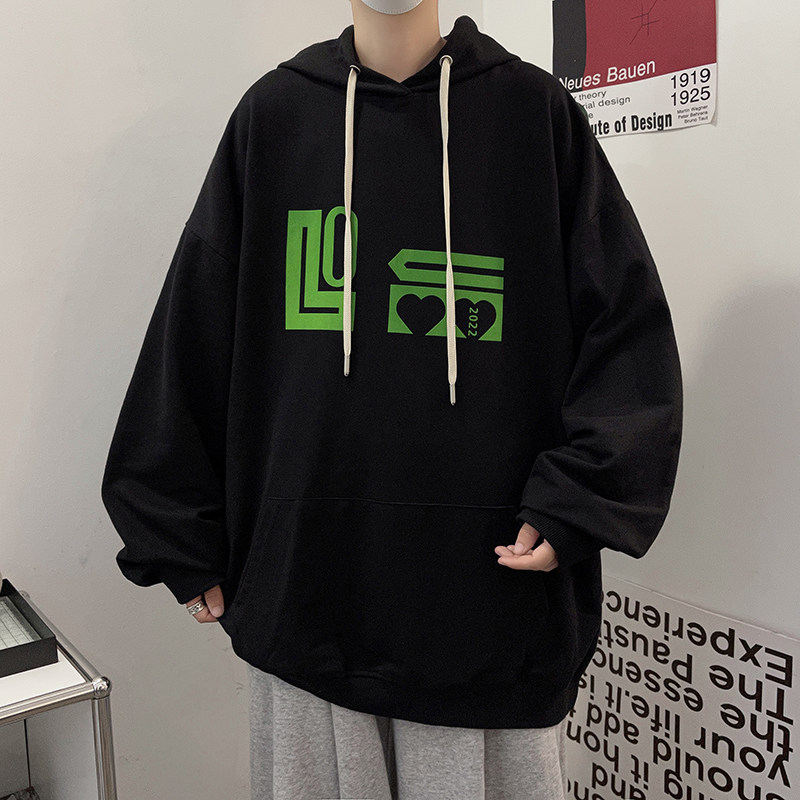 秋季新款字母植绒印花卫衣宽松百搭连帽情侣外套514-7WY02P48,男装卫衣,星座513