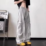 夏季速干裤百搭潮流松紧腰休闲捏褶透气阔腿裤长裤513CK1414特P28，男装休闲裤，星座513