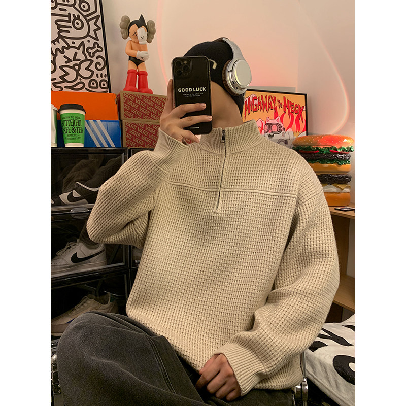 重磅高品质秋冬立领拉链宽松套头毛衣外套 男 514-7 LG2352 P80图片