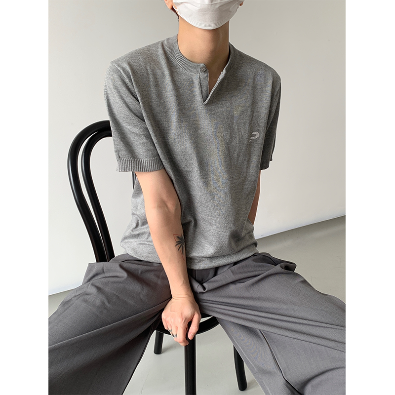 百搭夏季极简短袖针织T恤ins潮流无品牌新款流行原宿513DX130P35,男装针织衫/毛衣,星座513