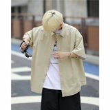 七分袖衬衫男生短袖港风日系半袖衬衣薄款潮流外套513DX1187P23，男装T恤，星座513