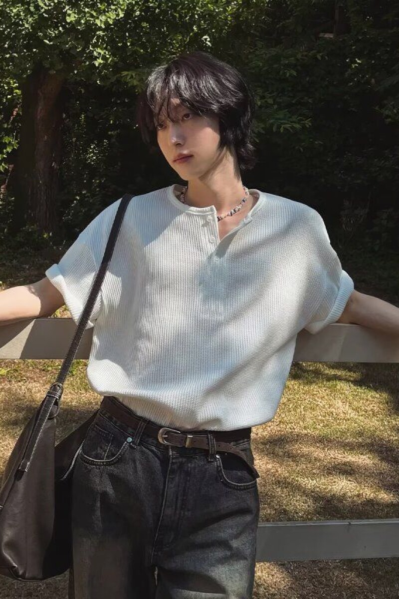 纯色小V领短袖T恤男女同款夏百搭宽松简约潮牌体恤513DX354P27,男装T恤,星座513