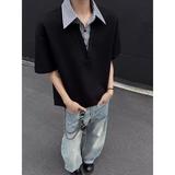 假两件衬衫领短袖T恤男夏季潮牌polo领痞帅宽松半袖513PL1758P33，男装T恤，星座513