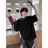 重磅重工夏季垫肩短袖T恤慵懒风日系513DT1549P47，女装T恤，星座513