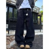 美式复古垂感拖地明线廓形阔腿弯刀男女牛仔裤513CK1165P40，男装牛仔裤，星座513