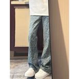 美式复古满印牛仔裤男新款潮牌修身弯刀微喇裤子513CK1281P39，男装牛仔裤，星座513