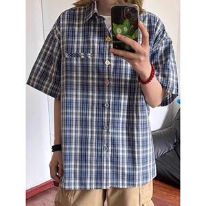 复古衬衫男夏港风宽松趣味新款上衣外穿513 DX447P40图片