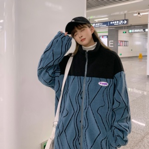 情侣装冬装羊羔毛绣花拼色立领棉衣外套棉服711  MY216男类图片