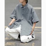 七分袖衬衫男生短袖港风日系半袖衬衣薄款潮流外套513DX1187P23，男装T恤，星座513