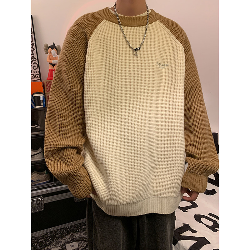 秋冬重磅高品质美式潮流拼接针织衫撞色宽松毛衣514-7MP2351P70,男装针织衫/毛衣,星座513