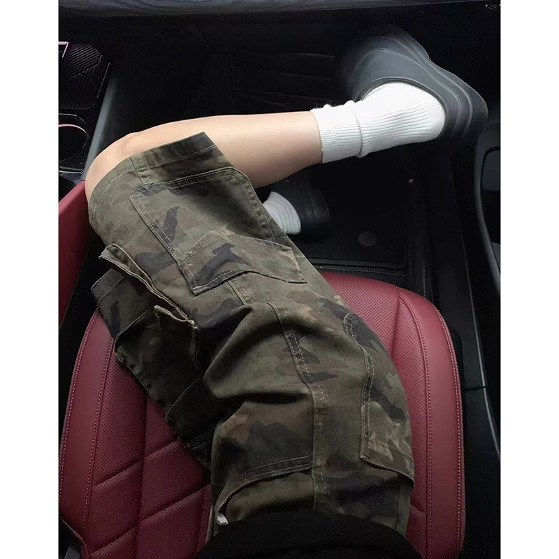 多口袋迷彩短裤男水洗五分高级感宽松直筒裤牛仔裤513DK218P46,男装牛仔裤,星座513