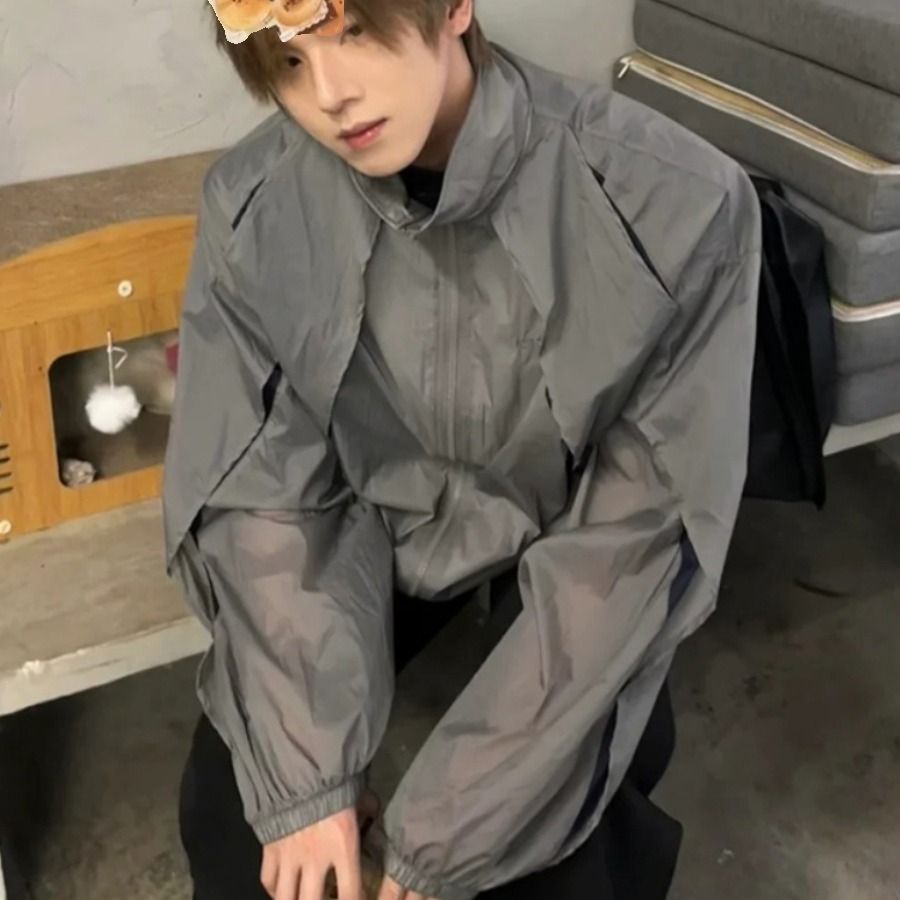 双层宽松运动防晒上衣男美式痞帅炸街透气长袖513FS1513P45,女装防晒衣,星座513