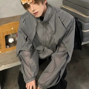 双层宽松运动防晒上衣男美式痞帅炸街透气长袖513FS1513P45图片