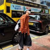 美式复古格纹长袖衬衫男女新宽松休闲防晒情侣外套513CX119P32，男装防晒衣，星座513