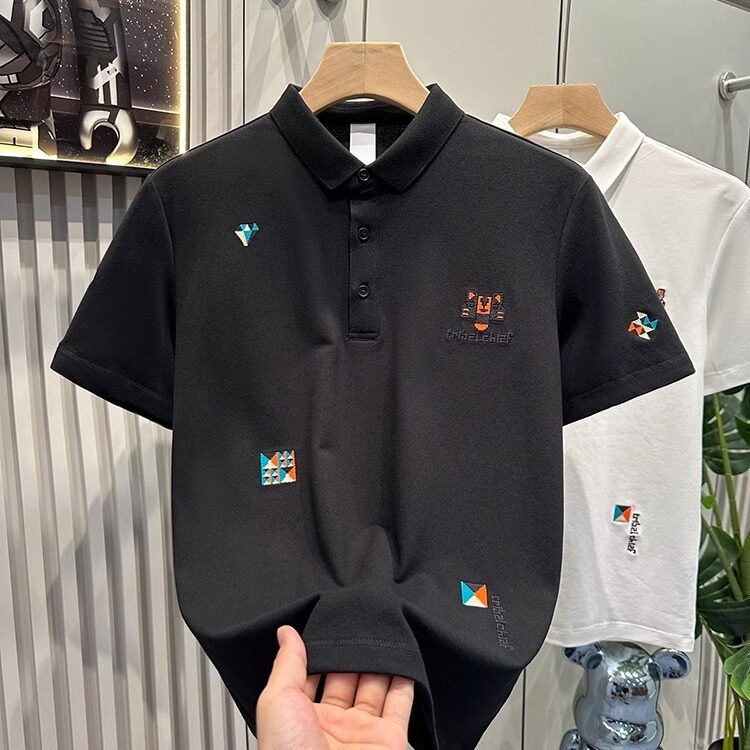 夏季精致刺绣polo衫男港风潮牌虎头设计翻领体恤513PL066P30,男装Polo衫,星座513
