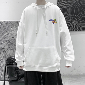 2022春季港风男宽松连帽纯色印花休闲套头卫衣711 W208 P60图片
