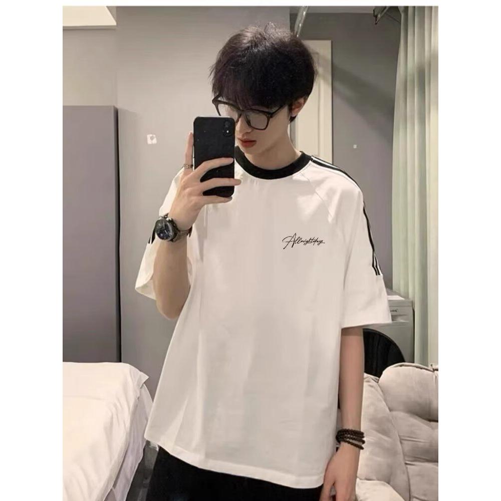 重磅美式高街三条杠港风短袖T恤男夏季上衣高街513DX462P29,男装T恤,星座513