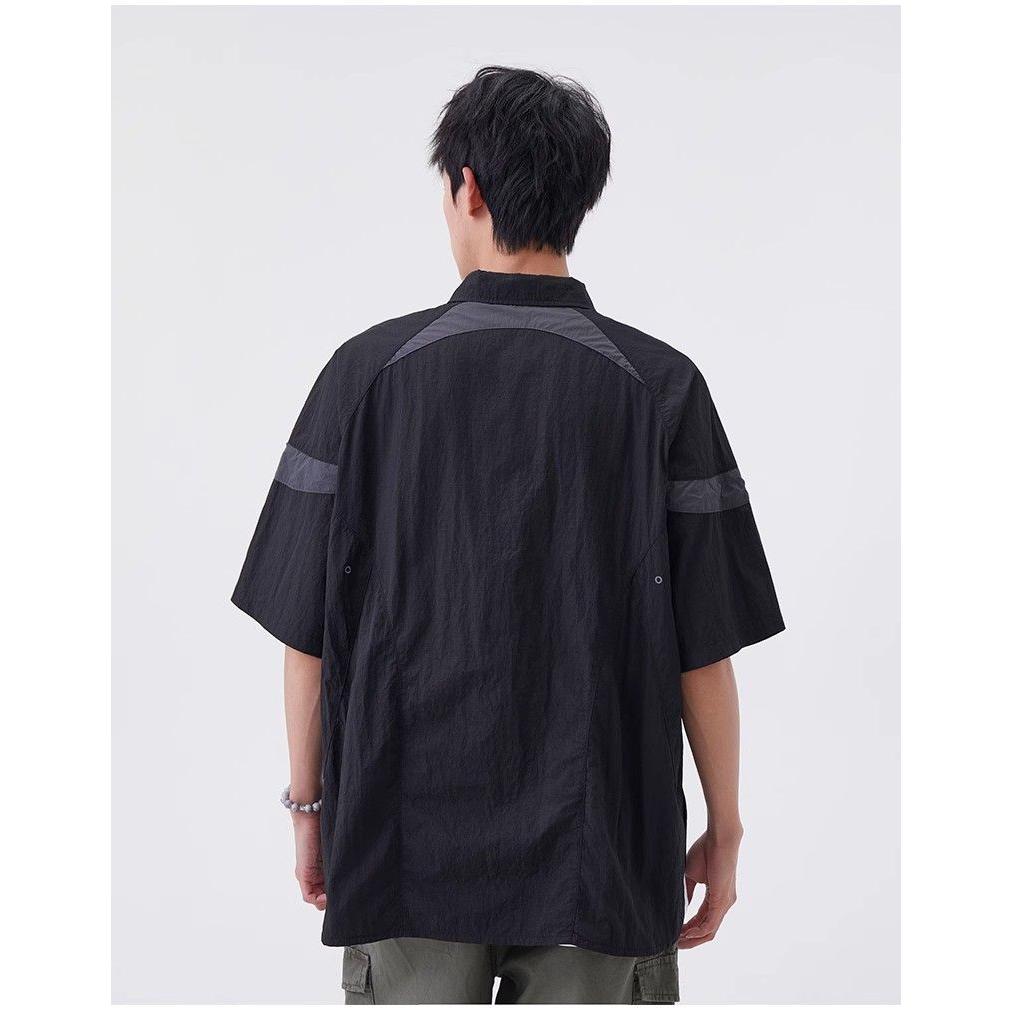 美式复古半拉链POLO衫短袖男夏宽松户外机能速干T恤潮513PL432P38,男装T恤,星座513