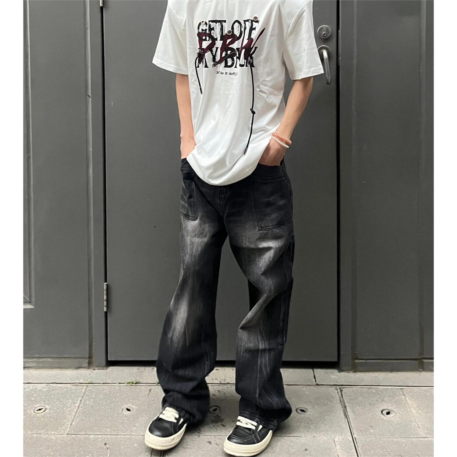 美式复古水洗直筒牛仔裤男宽松垂感高街街头裤子潮513CK043P40,男装牛仔裤,星座513