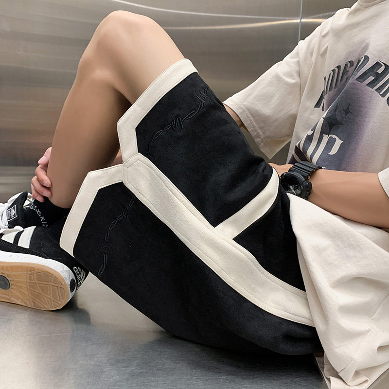 夏季新款鹿皮拼接绣花休闲运动五分短裤男裤子514-7DK2330P48，男装休闲裤，星座513