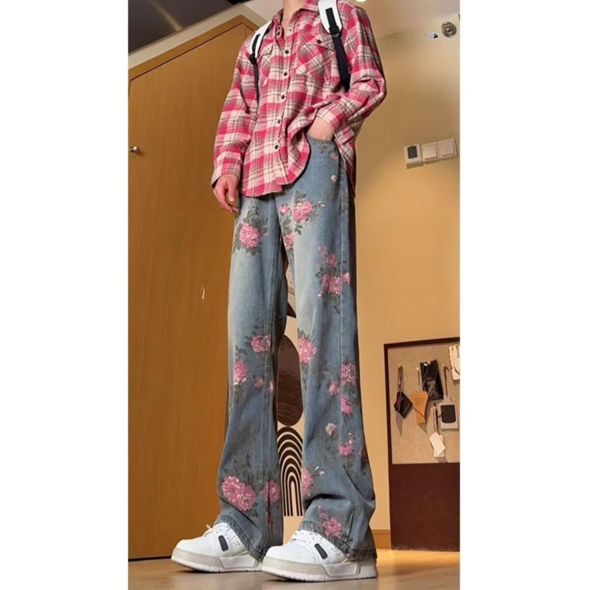 潮流文艺气质美式复古桃花印花牛仔裤男新款流行513CK228P43,男装牛仔裤,星座513