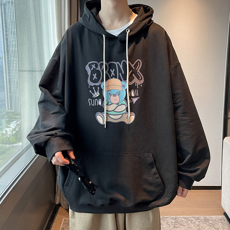 秋季新款宽松大码连帽时尚潮流印花情侣卫衣男外套514-7WY11,男装卫衣,星座513