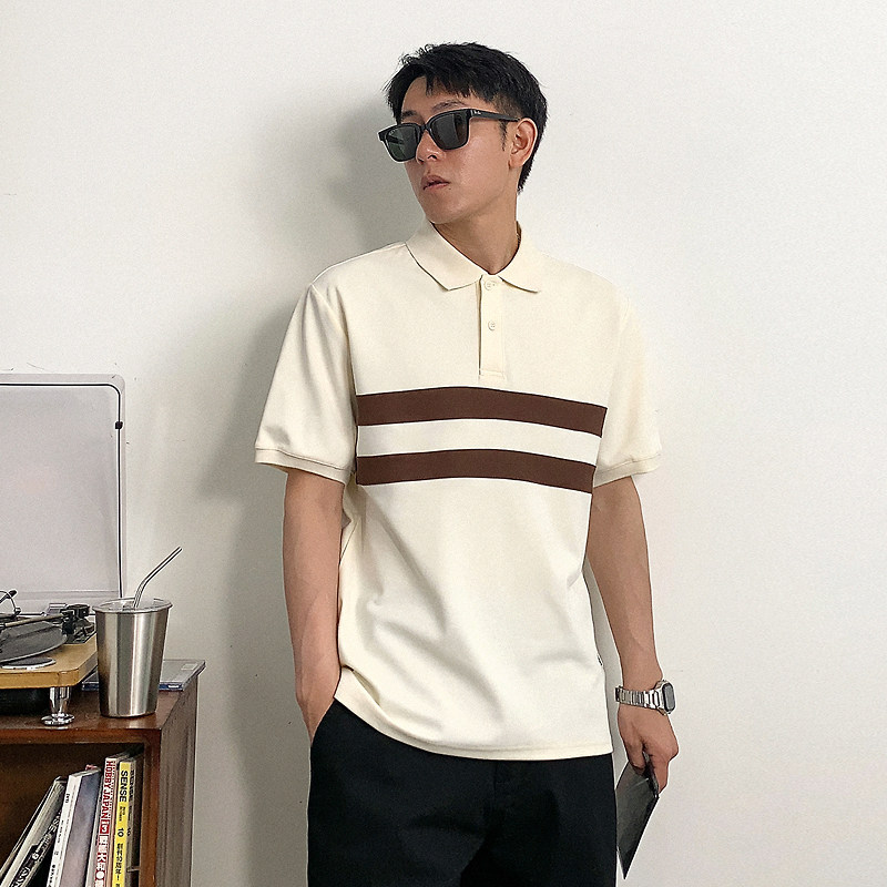 高级感拼色polo衫短袖男夏季潮流百搭有领半袖上衣513PL059P28,男装Polo衫,星座513