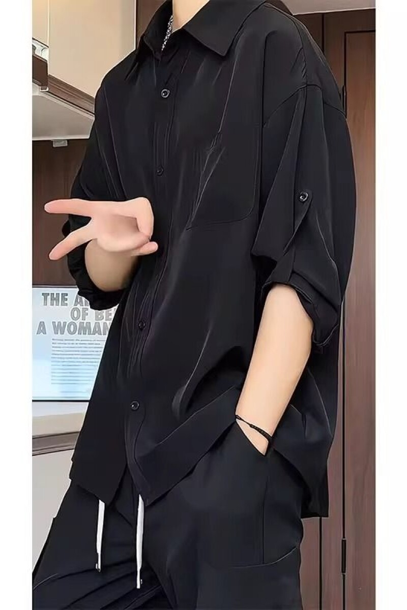 冰丝短袖衬衫男夏季薄款痞帅休闲美式垂感半袖衬衣513DX1270P34,男装T恤,星座513